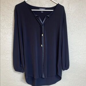 Liz Claiborne Navy Blouse with Tie Accent